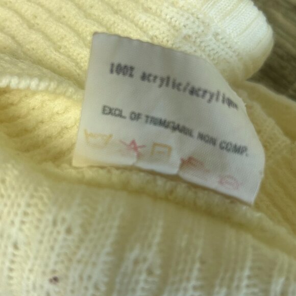 Vintage Off White Button Front Cable Knit Academia Preppy Sweater Vest Size M - Picture 7 of 7